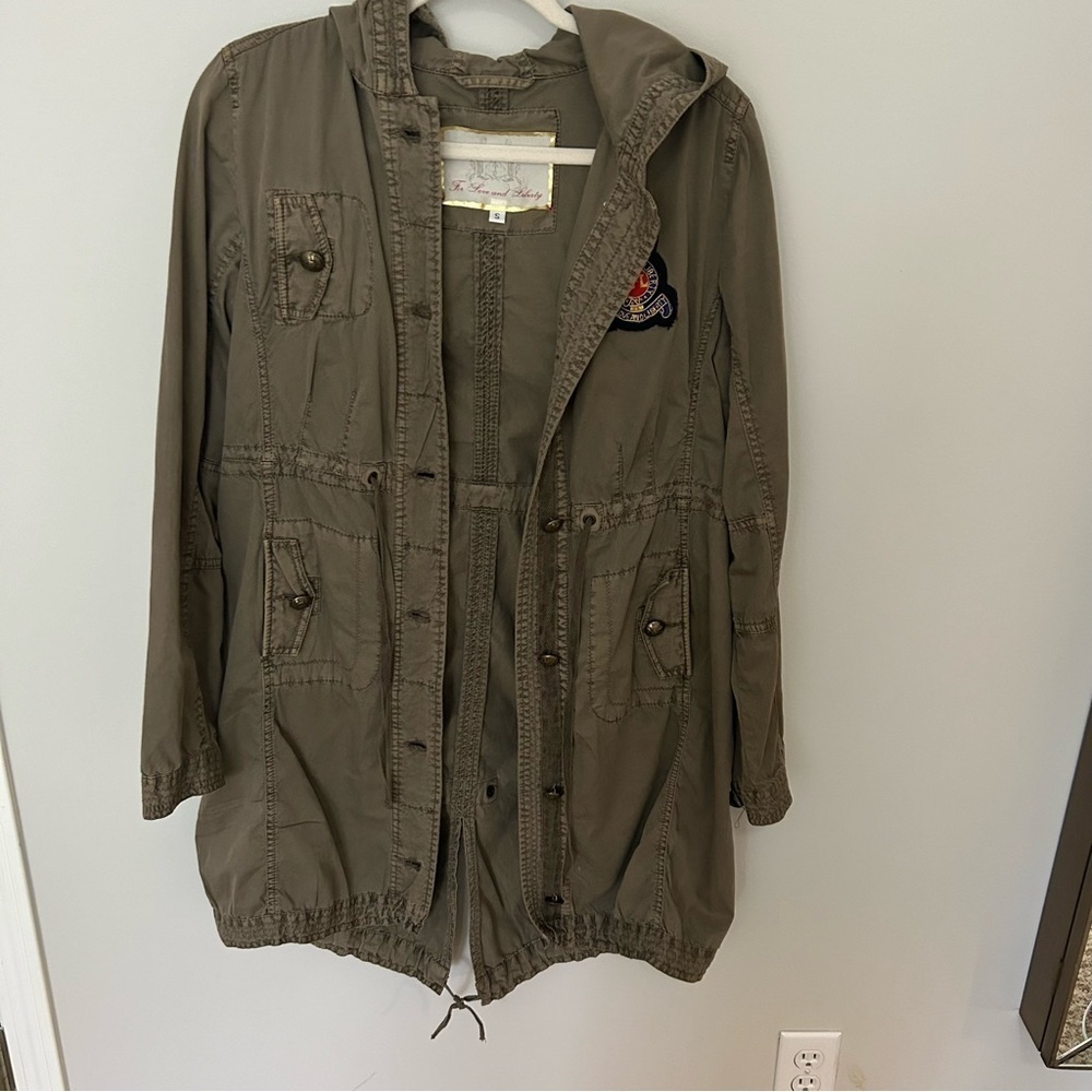 Johnny Was Longline Patchwork Green Utility Jacket Size Small